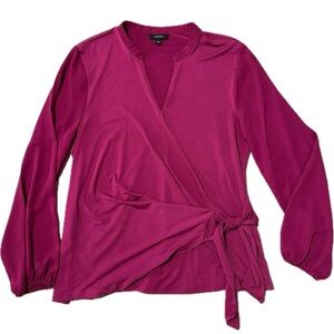 Alfani-LS Faux Wrap Blouse